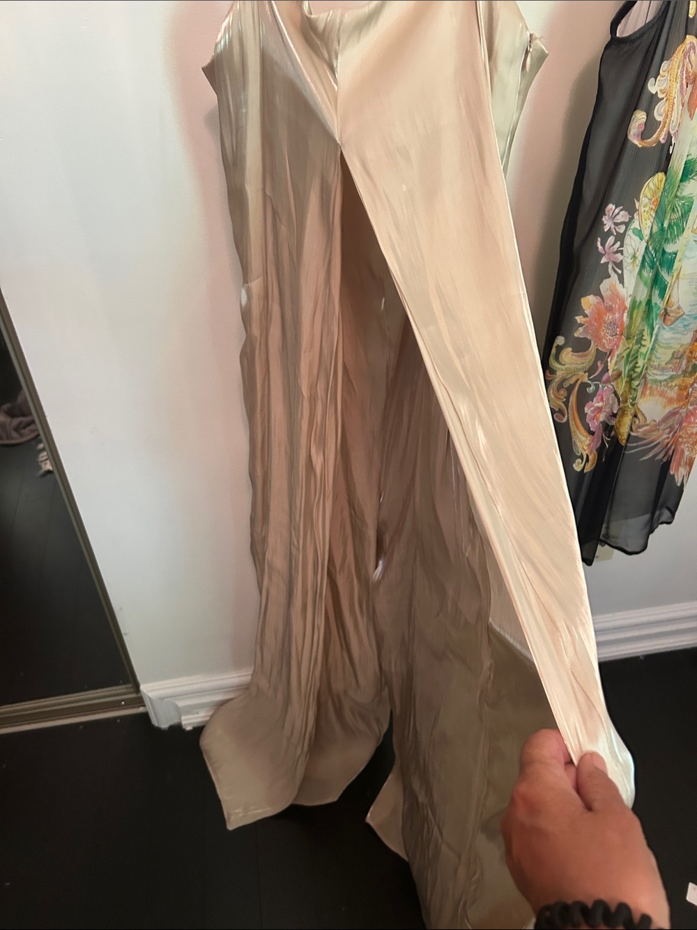 NWT Satin Finish Gold Wide Leg Jumpsuit - Picture 9 of 9